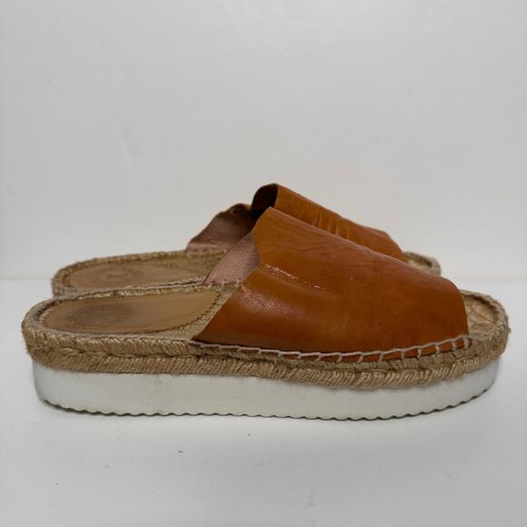 Penelope Chilvers Leather Platform Sandals Slides Espadrille Chunky Brown 41 10 - Picture 2 of 7